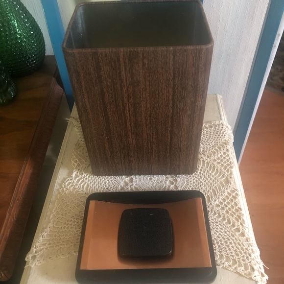 Vintage Copper & Wood-Look Metal Canister - Picture 3 of 11